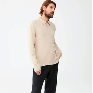 Movesgood Leeopold Ribbed Polo Shirt Bamboo Lyocell Tan NWT Sz L/XL